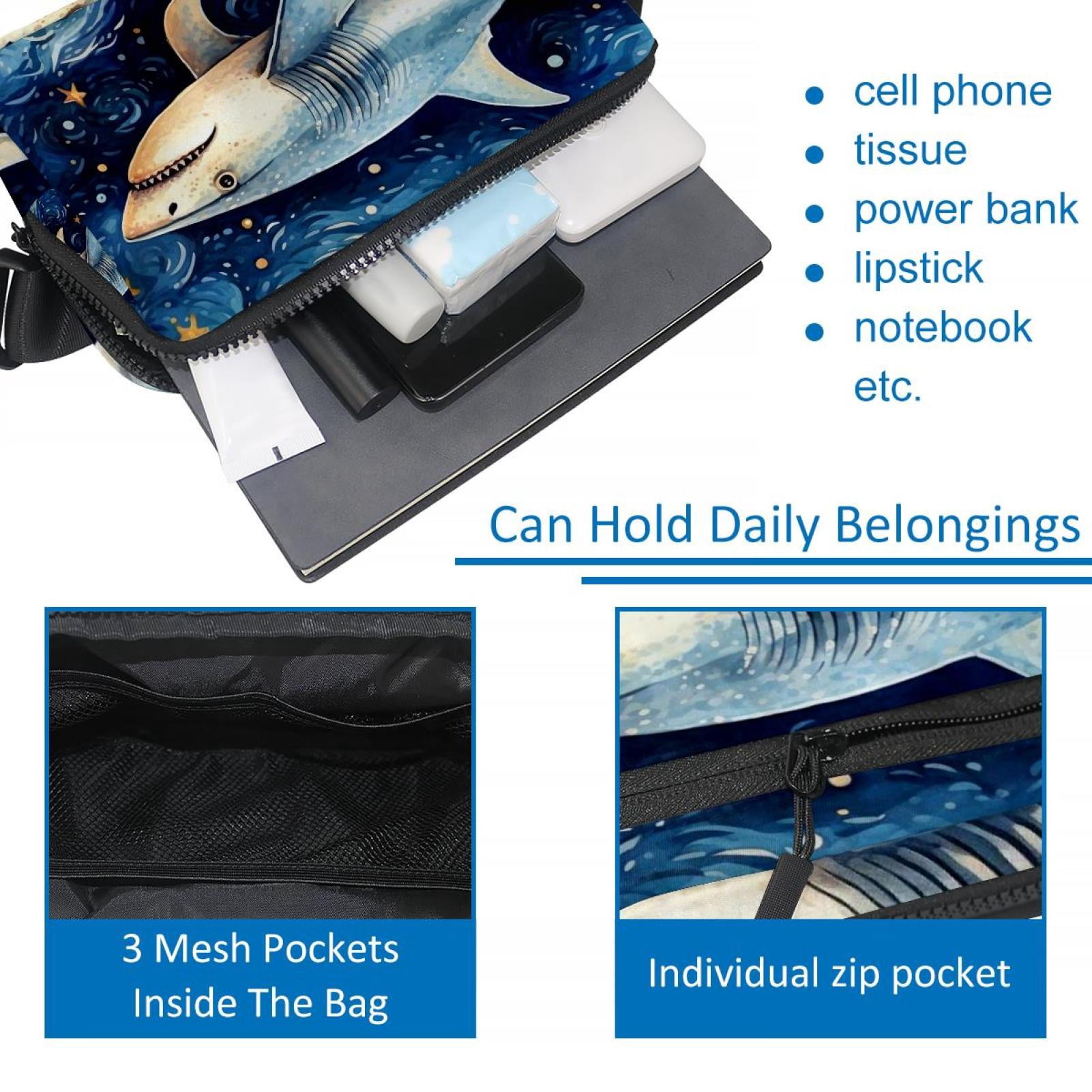 Star Shark Adjustable Lightweight Waist Bag with Extension Strap - Unisex Crossbody Bag Running Belt