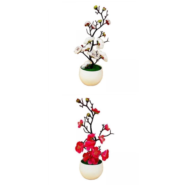 Juego de 2 Plantas Falsas Flores Artificiales para Embellecer tu Hogar rosa rojo blanco
