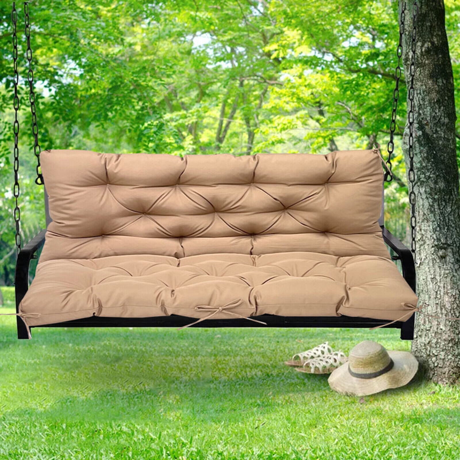 SHANNA Swing Cushion with Backrest and Ties, 4" Thick, Waterproof Cotton Seat Pad, Khaki