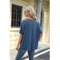 thumbnail image 3 of New Women's Solid Color Round Neck Loose Short-Sleeved T-Shirt Top, 3 of 3