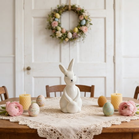 AuroraX Easter Decorations Home Decor Decorative Tabletop Collectible Ornament Easter Bunny Figurine Easter Table Decor Seasonal Decor Spring Home Decor Holiday Accents