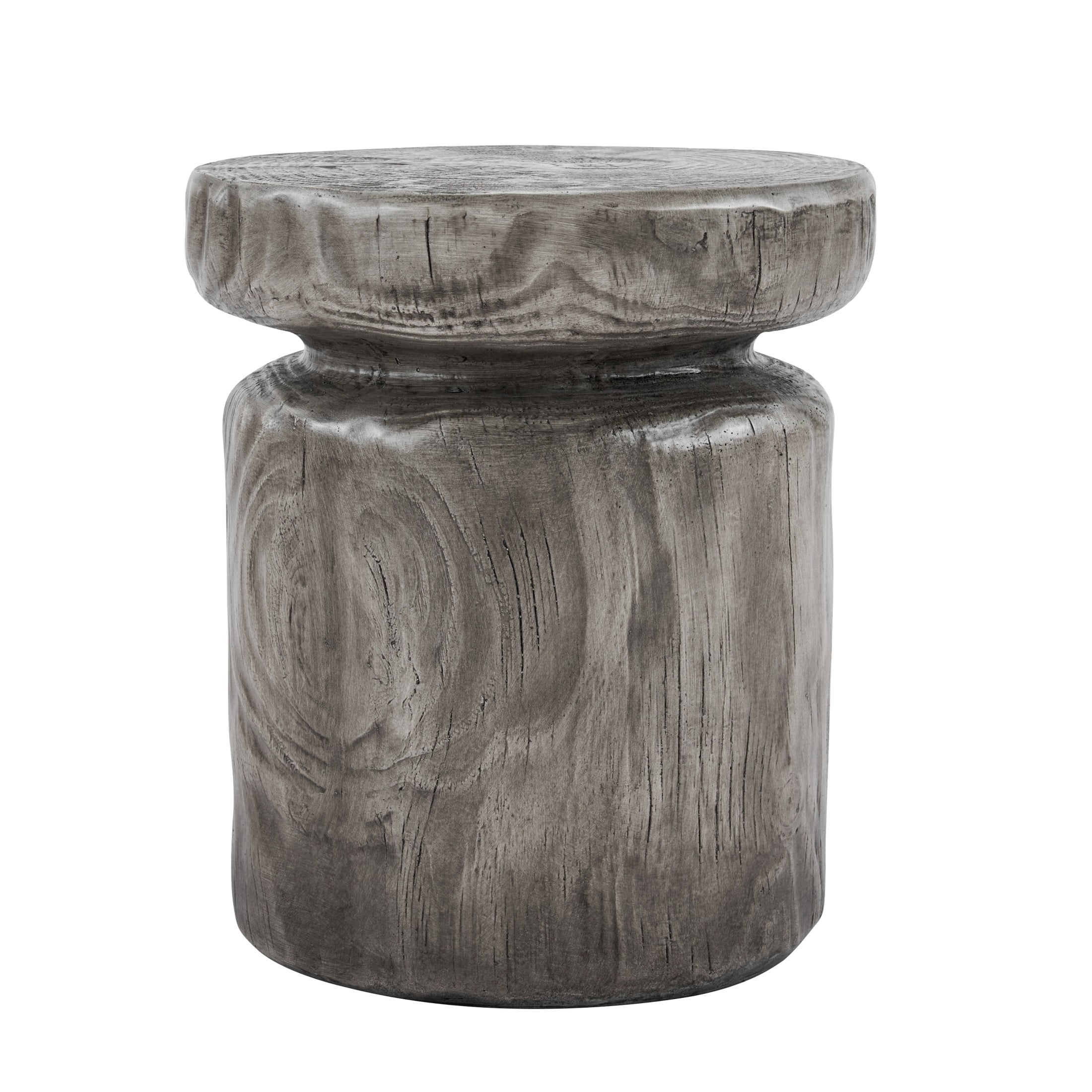 Christopher Knight Home Indoor/Outdoor Wood Grain Side Table, MGO Lightweight Concrete Tree-Stump, Gray