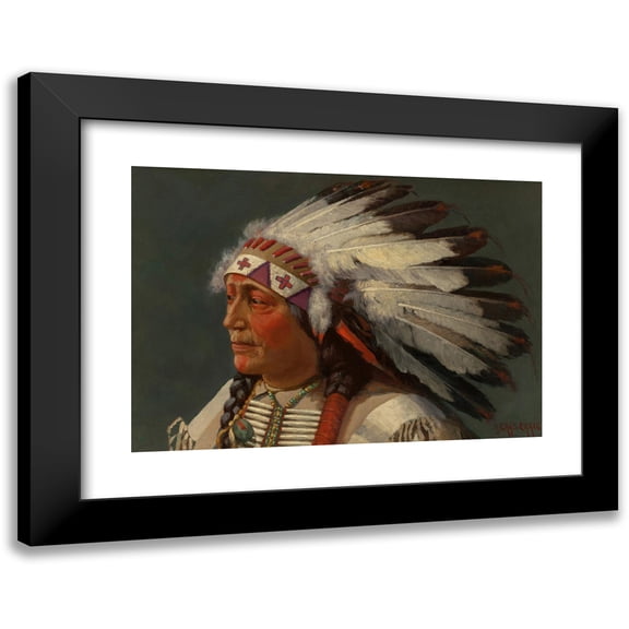 Charles Craig 14x11 Black Modern Framed Museum Art Print Titled - Ute Indian Chief (circa 1881)