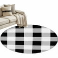 thumbnail image 2 of Black White Buffalo Check 3ft Round Rug, Farmhouse Plaid Modern Geometric Non-Skid Rubber Backing Large Area Rugs - Living Room Bedroom Home Office, Indoor Floor Mat Carpets Washable Rug, 2 of 9