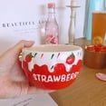 thumbnail image 4 of Cuencos de leche con forma de fresa, estilo Ins, bonitos y dulces, cuencos creativos de cerámica grandes para ensalada de frutas, taza para el desayuno en casa, cuencos, regalo para niñas, 4 of 5