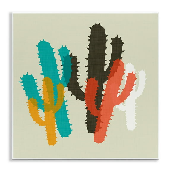Stupell Industries Layered Bold Cacti Botanical & Floral Painting Unframed Art Print Wall Art, 12 x 12
