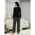 thumbnail image 6 of ebukurty Pajamas for Women Set 2 Piece Long Sleeved V-neck Black Plaid Pj Set, Sizes S/XL, 6 of 7