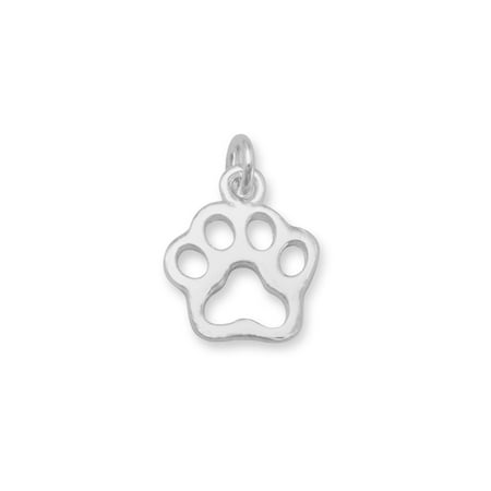 Small Cut Out Football Charm - Small Cut Out Paw Print Charm Fashion Womens 925 Sterling Silver
