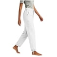 thumbnail image 5 of DYTTDG Women's Casual Drawstring Waist Pants | Elastic Waist Tapered Cropped Trousers with Adjustable Hem & Pockets, Loose Fit Lounge Pants, 5 of 6