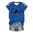 thumbnail image 4 of XIAONU Womens T Shirts Letter Football Printed Pullover T-Shirt Blue Short Sleeve Comfortable Loose Fit Casual Sports Tee, 4 of 4