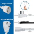 thumbnail image 2 of 3-Prong Flat Extension Cord White 5 Ft, 2 of 5