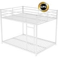 thumbnail image 5 of Bellemave Full Over Full Bunk Bed, Metal Low Bunk Beds Frame Built in Ladder, Floor Bunk Bed with Heavy Duty Slats Support, No Box Spring Required (White), 5 of 8
