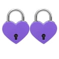 thumbnail image 1 of 2 juegos de candado de corazón de Metal, candado exquisito colorido, suministros de artesanía para el hogar con llaves, 30x39mm, color morado, 1 of 7