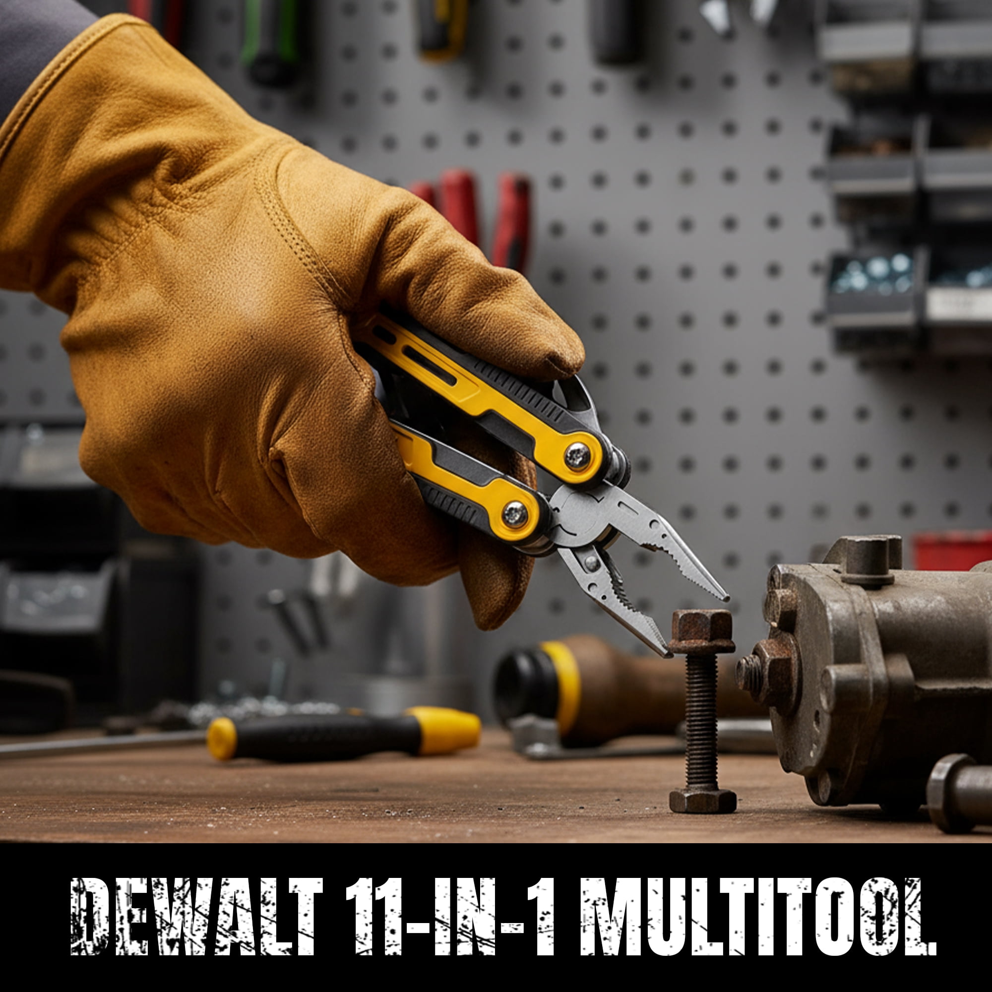 DEWALT 11-in-1 Folding Multitool with Sheath Compact Pocket Tool with Knife, Pliers, Screwdrivers, Saw, Can and Bottle Openers