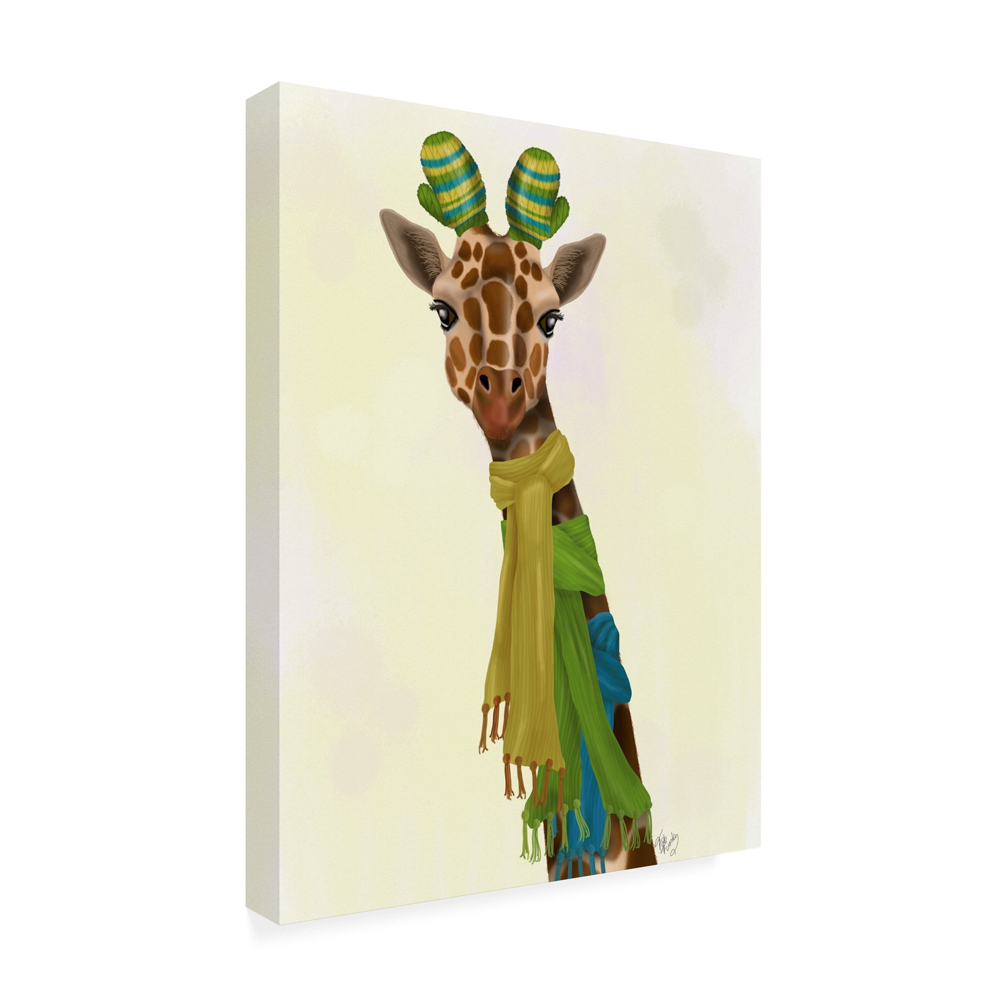 Trademark Fine Art 'Giraffe and Scarves' Canvas Art by Fab Funky