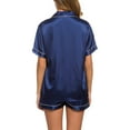 thumbnail image 3 of GZWYHT Silk Pajamas Clearance Womens Pajama Sets,Womens Silk Satin Pajamas Set Two-Piece Sleepwear Loungewear Button-Down Sets,Pajama Sets for Women 2 Piece,Satin Pajama Set,,Navy XL, 3 of 6