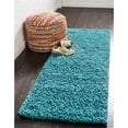 thumbnail image 2 of Unique Loom 3140780 2 ft. 6 in. x 13 ft. Solid Shag Runner Rug, Aqua Blue, 2 of 2