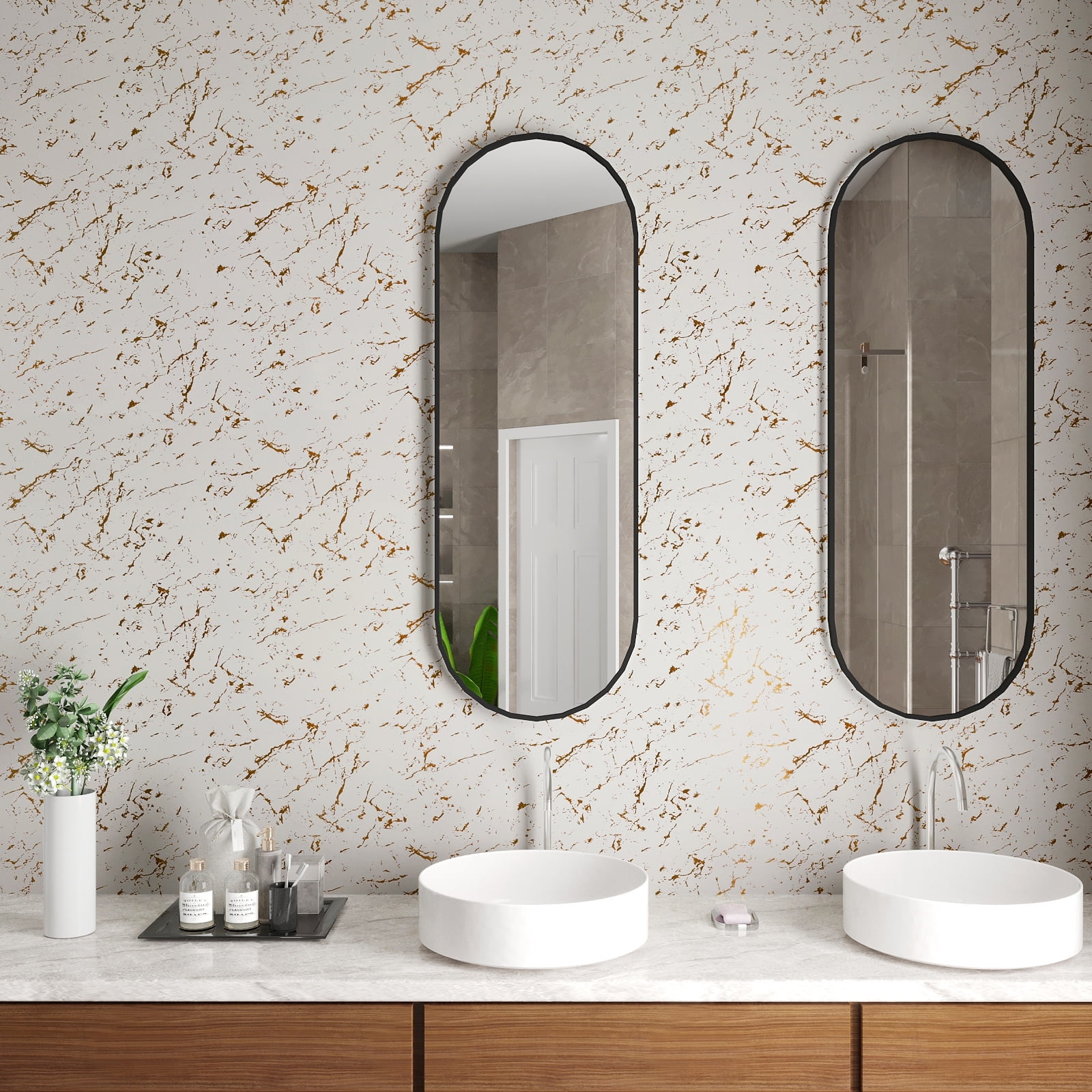 CHIHUT 17.7"x236" White Gold Marble Contact Paper for Countertops Peel and Stick Marble Wallpaper