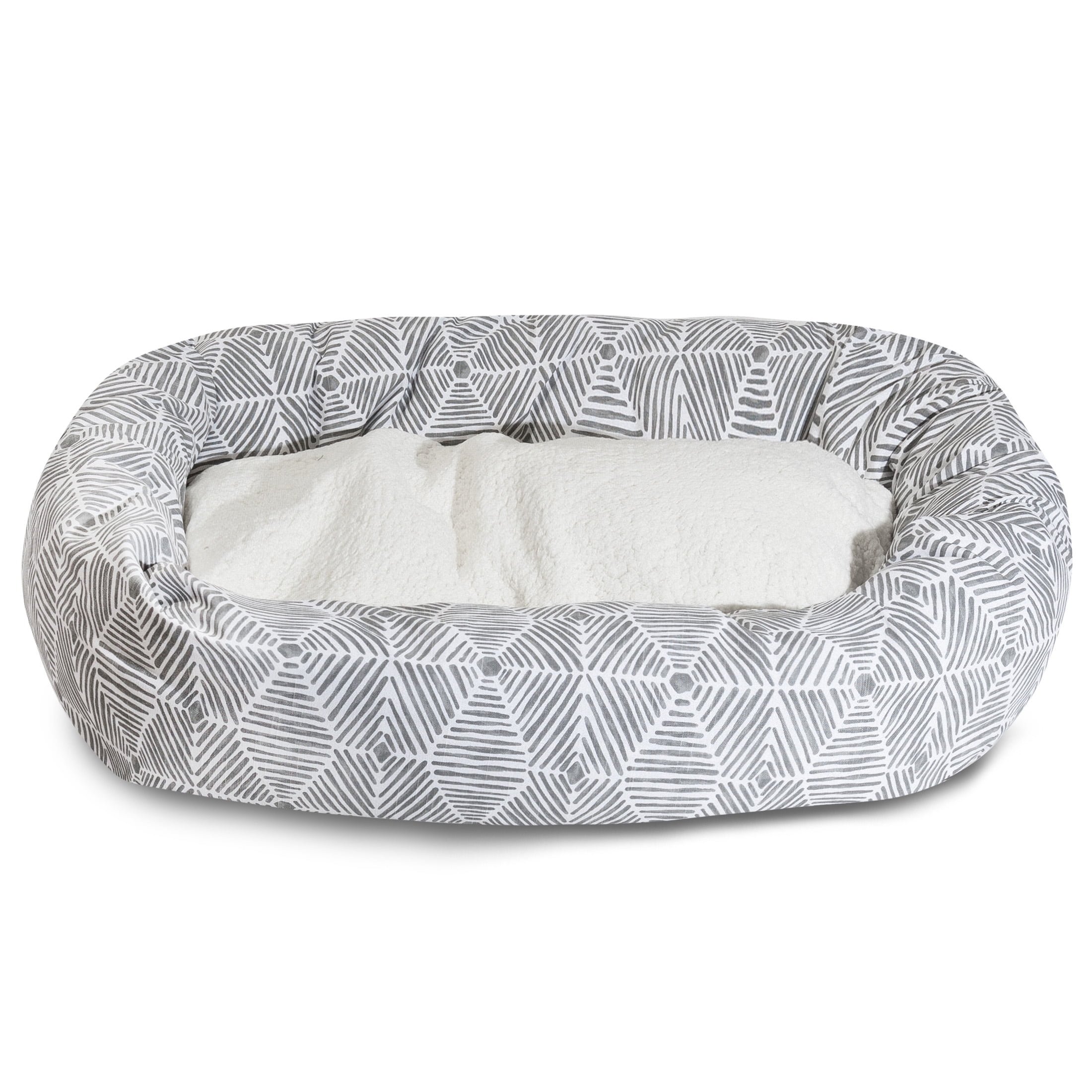 Majestic Pet Sherpa Charlie Bagel Pet Bed for Dogs, Calming Dog Bed Washable, Small, Gray