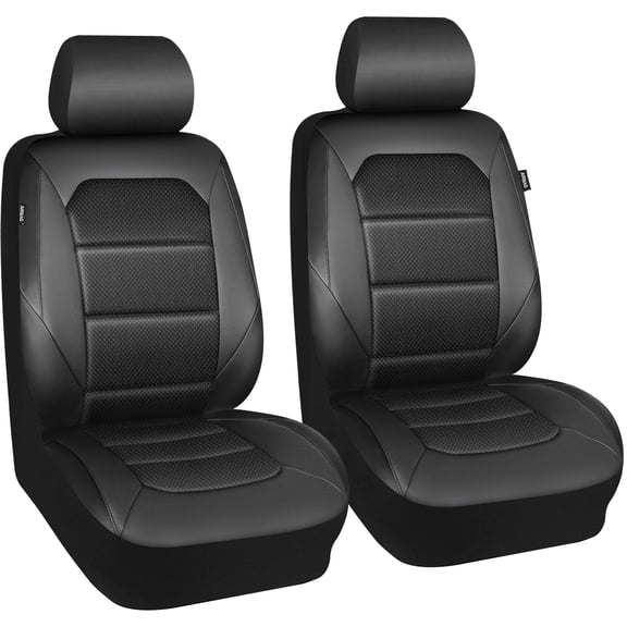 CAR GRAND Memory Foam seat covers Leather Mesh, Universal FIT Air cool mesh Thick car seat covers front seats 2 for SUV,Trucks,Sedan, Comfortable-Breath-Luxury-Protection Airbag compatible Black