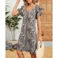 thumbnail image 2 of Summer Dresses for Women Casual V Neck Short Sleeve Boho Floral Printed Beach Wear Daily Party Midi Dress Alsol Lamesa, 2 of 6