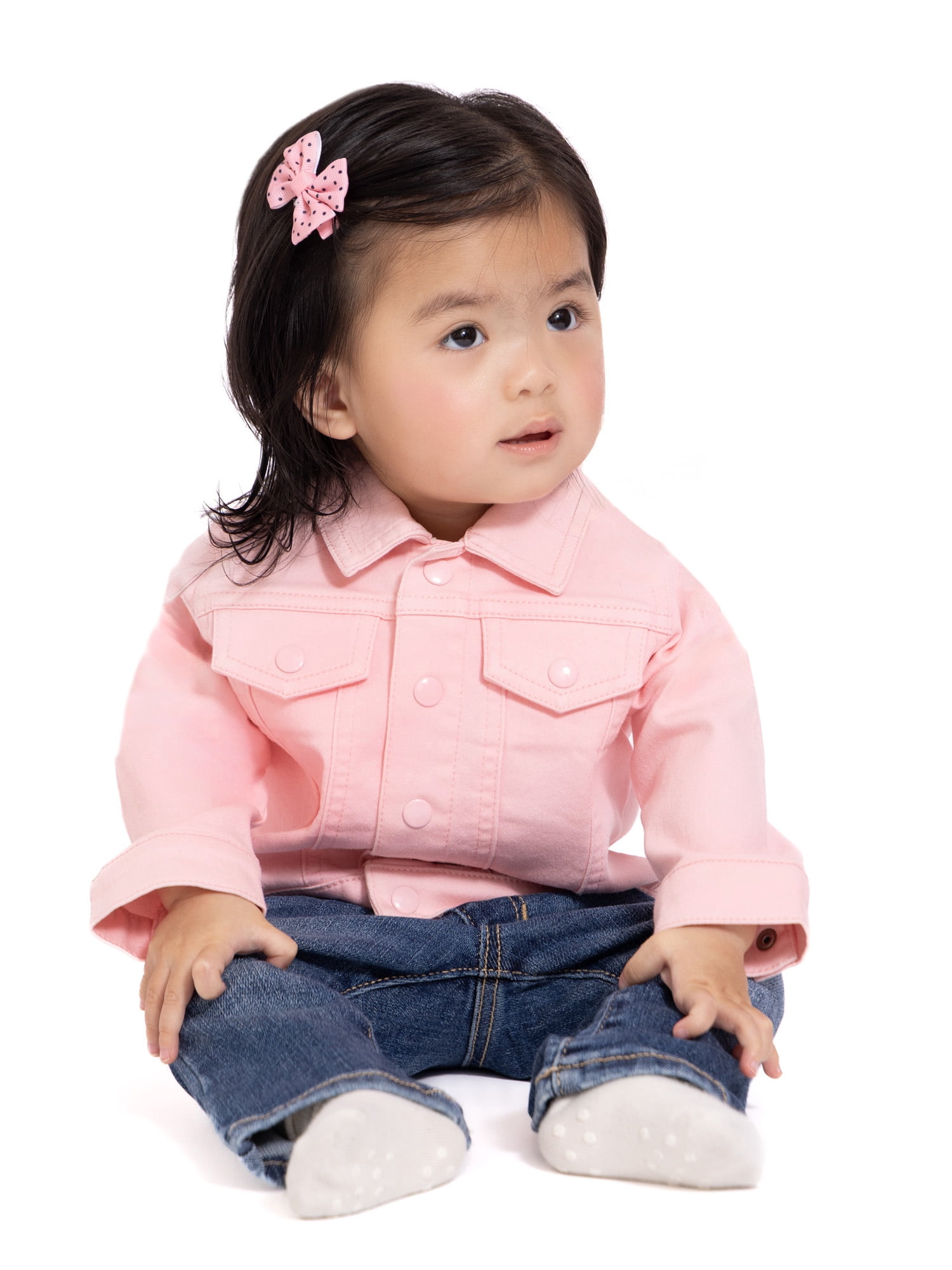 Wonder Nation Baby Girls Denim Jacket with Long Sleeves, Sizes 0/3M-24M
