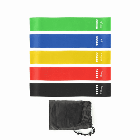 5 Pack Resistance Bands Set, 600 x 50 mm Mini Loop Workout Bands with Carry Bag and Guide for Yoga, Pilates, Stretching and Strength Training