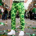 thumbnail image 2 of CONZONE St. Patrick's Day Mens Baggy Cargo Shorts Green Clover Graphic Buttons Cargo Pants for Men Lightweight Relaxed Fit Streetwear Workout Trousers With Pockets, 2 of 4