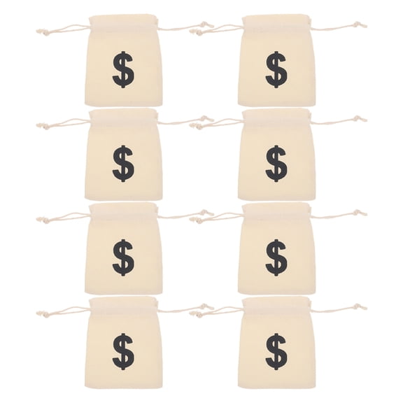 OFFIGAM Small Beige Canvas Drawstring Money Bags Pouches for Wedding Favors, Storage and Party Supplies