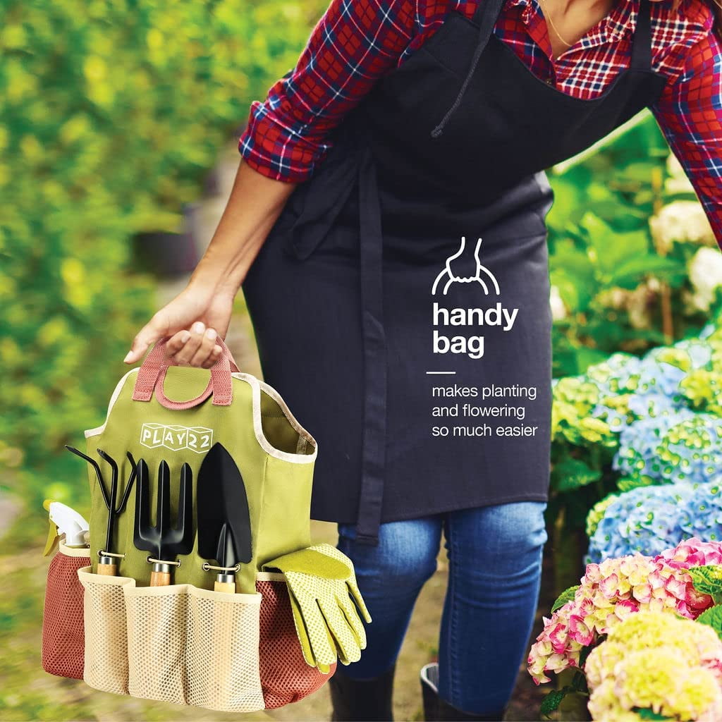 Play22 Garden Tool Set with Gloves Bag 10 Pieces