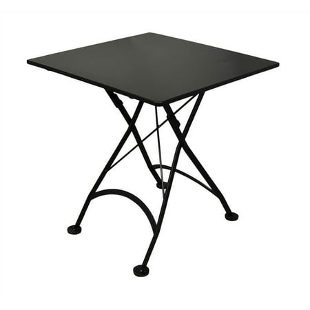 European Cafe Square Folding Table w Steel Metal Top