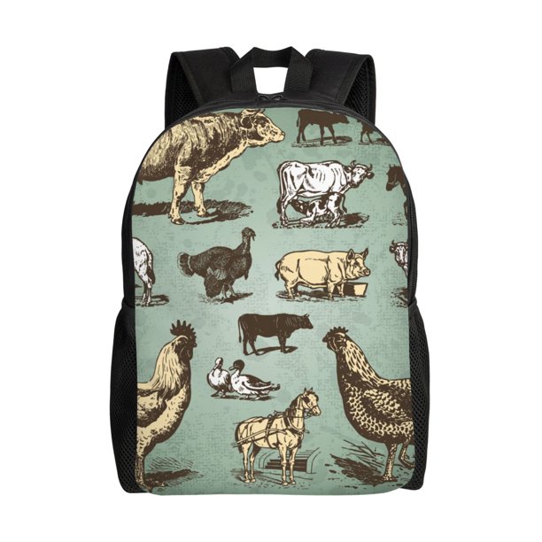Balery Vintage Farm Animals Mochila - Mochila Estilosa y Duradera para Laptop de 15 Pulgadas con Tela Oxford Impermeable