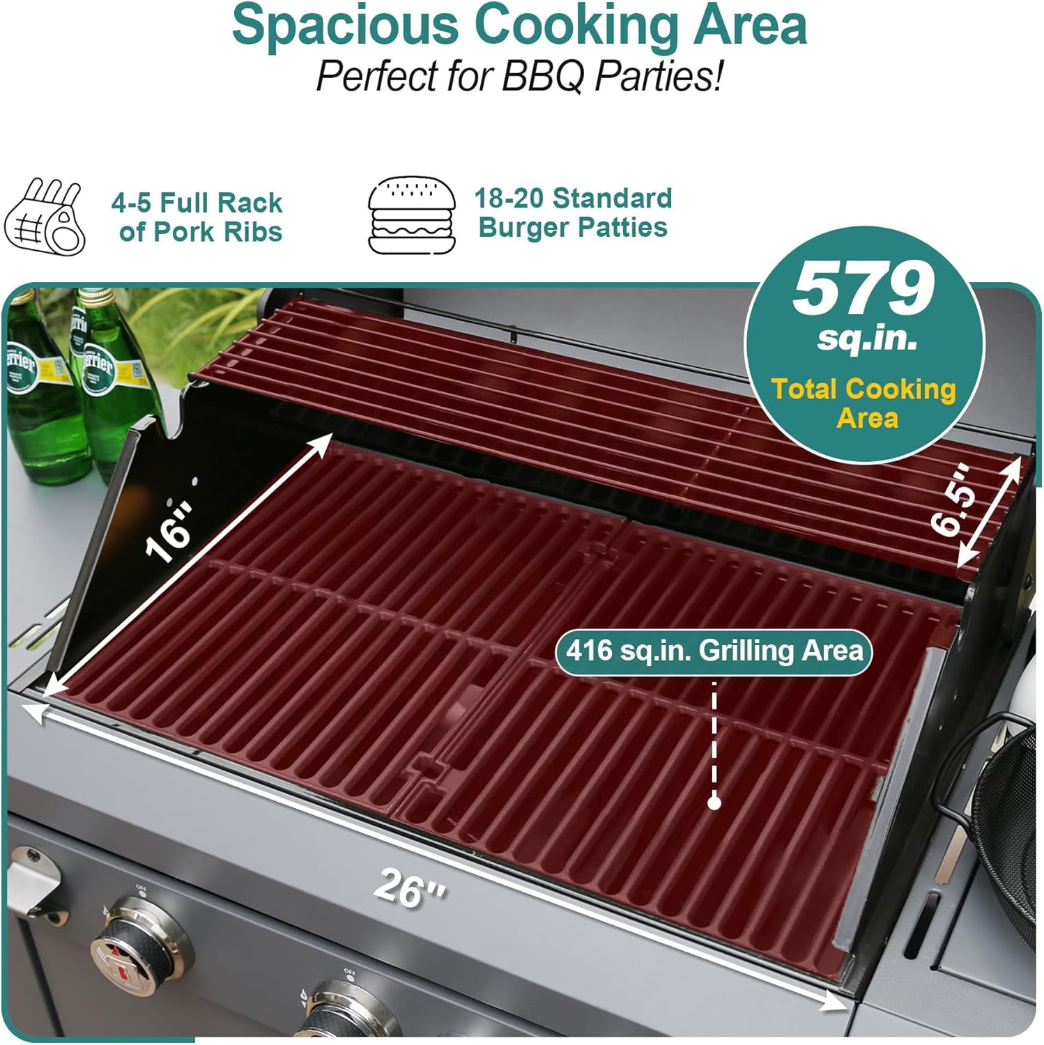 Brand-Man Grills 3-Burner Gas Grill Kitchen Island with side tables, LPG/NG Convertible for Outdoor Cooking