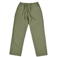 thumbnail image 4 of Men's Cotton Linen Pants Elastic Waist Drawstring Casual Trouser Lightweight Straight-Legs Loose Beach Yoga Pants Army Green S, 4 of 5