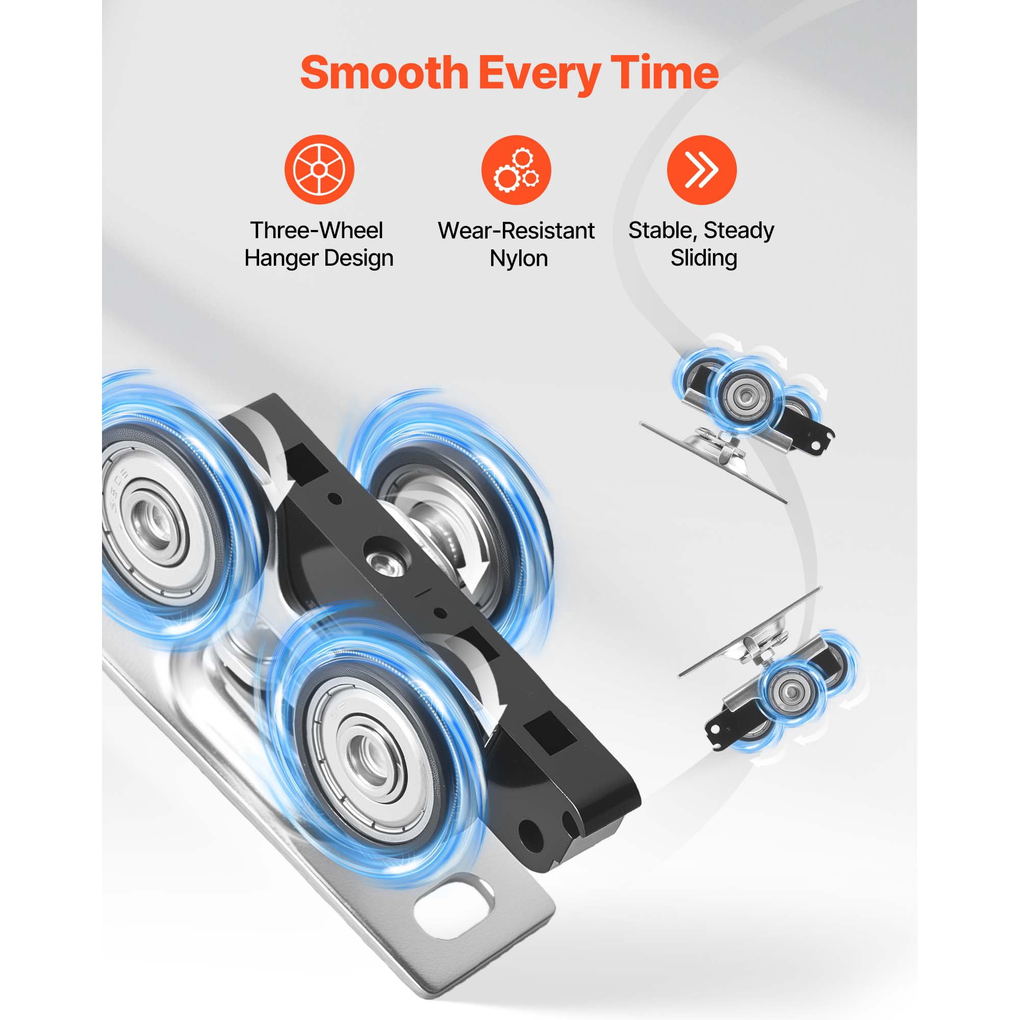 KFFKFF 5 ft Aluminum Alloy Bypass Sliding Door Hardware Kit, Dual-Track System for Smooth and Quiet Operation, Easy Installation, Fits Doors 1" to 1 3/4" Thick and 30" Wide, Ideal for Closets