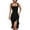 002Black, variant on Women's Sexy Ruched Bodycon Midi Dresses Square Neck Sleeveless Side Split Ruffle Hem Cocktail Party Tank Dress