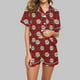 thumbnail image 1 of Puntoco Conjuntos de pijama cómodos para mujer Conjunto de pijama de camisa de satén con cuello en V y mangas cortas con estampado navideño para mujer, 1 of 5