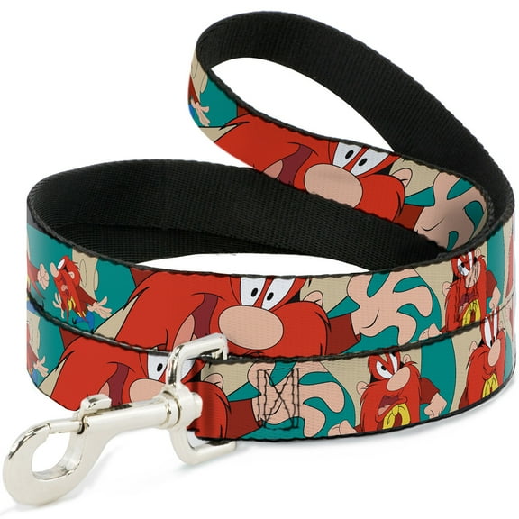 Looney Tunes Pet Leash, Dog Leash, Yosemite Sam Poses Turquoise, 4 Feet Long 1.0 Inch Wide