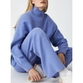 thumbnail image 6 of KelaJuan Women 2 Piece Outfits Solid Color Turtleneck Sweater Tops and Wide Leg Pants Set Streetwear Aesthetic Clothes, 6 of 6