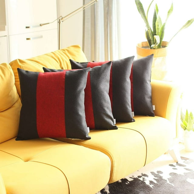 homeroots Décoration Intérieure 392639 Ensemble de 4 Housses de Coussin Noires et Rouges