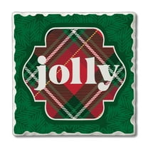 Thirstystone "Jolly Plaid" Single Tumbled Tile Coaster