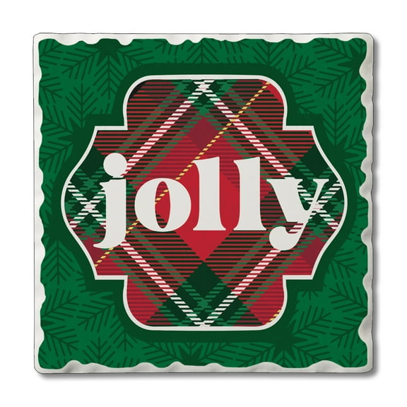 Thirstystone "Jolly Plaid" Single Tumbled Tile Coaster