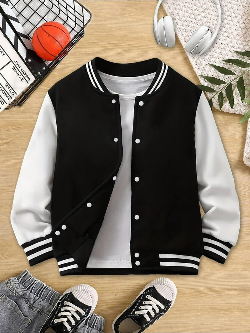 Youth Baseball Jacket Black Hoodies Funny Cartoon Tree Design Cool