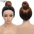 thumbnail image 1 of Peluca de encaje sintético para mujer, pelo liso largo marrón degradado, sin pegamento, 360, 13x4, marrón, 360, 1 of 4