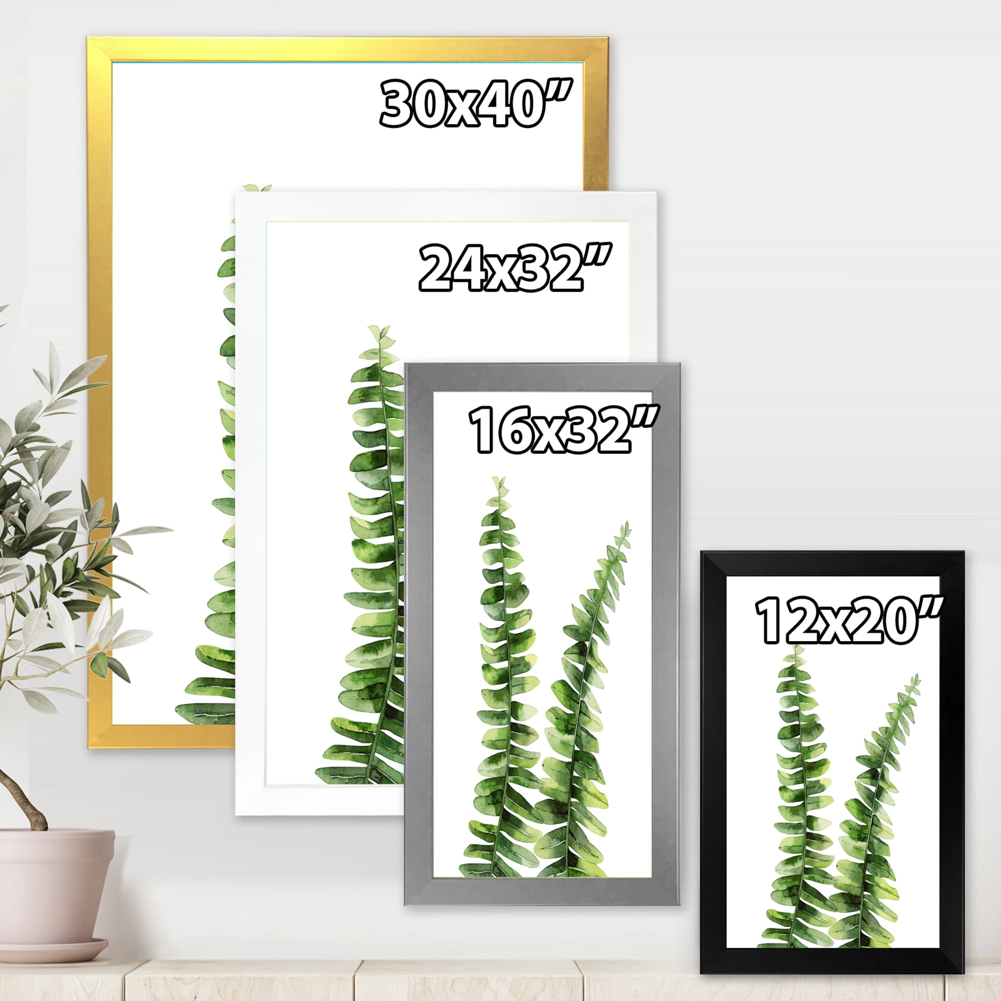 Designart 'Fern Plant Leaves Detail V' Tropical Framed Art Print