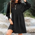 thumbnail image 2 of Aellinatey Womens Fall Dresses Casual Tunic Dress Short Sleeve Crew Neck Flowy Babydoll Dress, 2 of 9