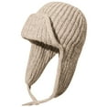 thumbnail image 3 of IDALL Knit Hat with Ear Flaps, Trapper Ski Heavy Wool Fleeced Lined Cap Khaki 2 One Size, 3 of 3