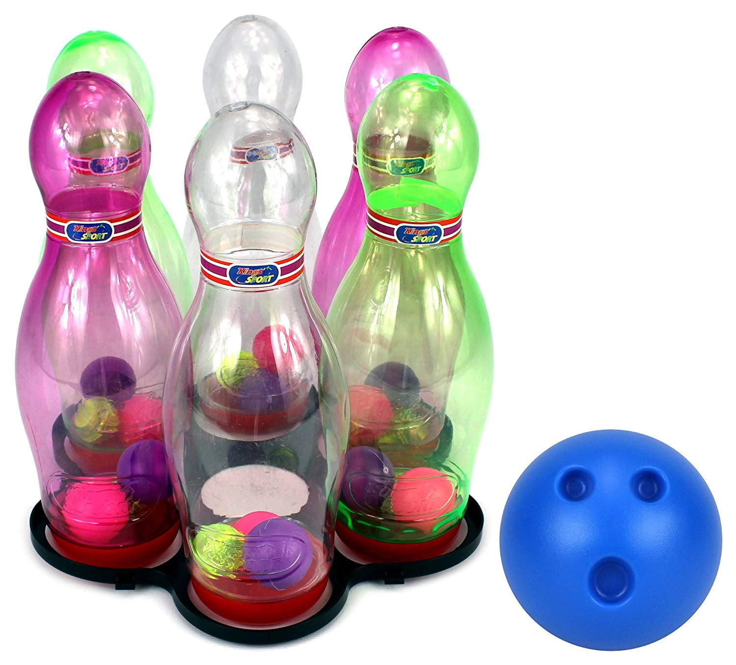 See Through Children's Kid's Toy Bowling Play Set w/ 6 Pins, Bowling ...