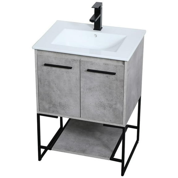 24 inch Single Bathroom Vanity in Concrete Grey