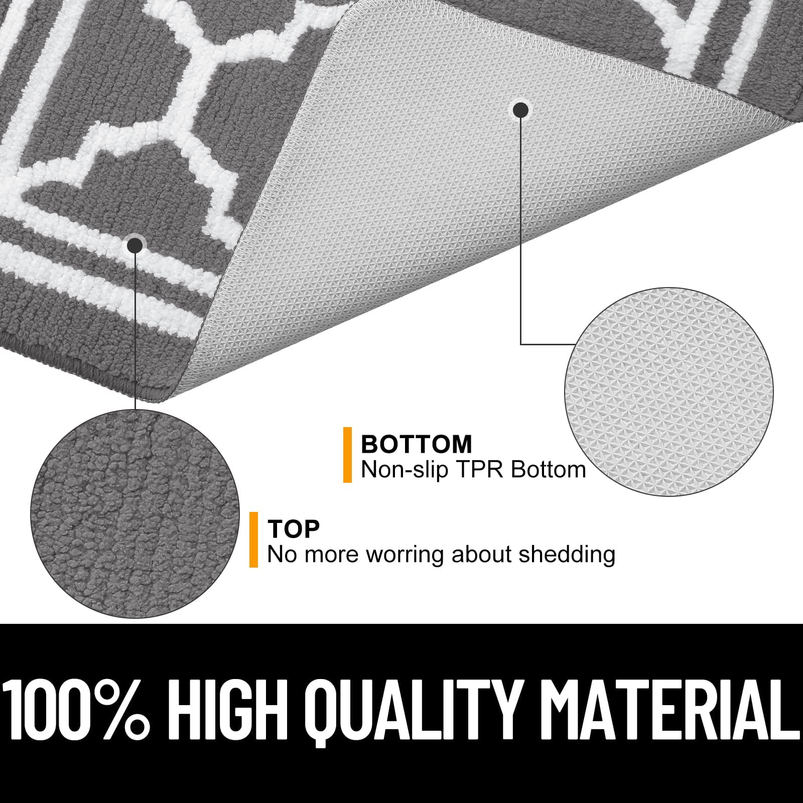 Buganda Door Mats Indoor, 24"×36", Water Absorbent Low Profile Anti-Slip Front Door Mat, Door Rugs for Entrance, Grey
